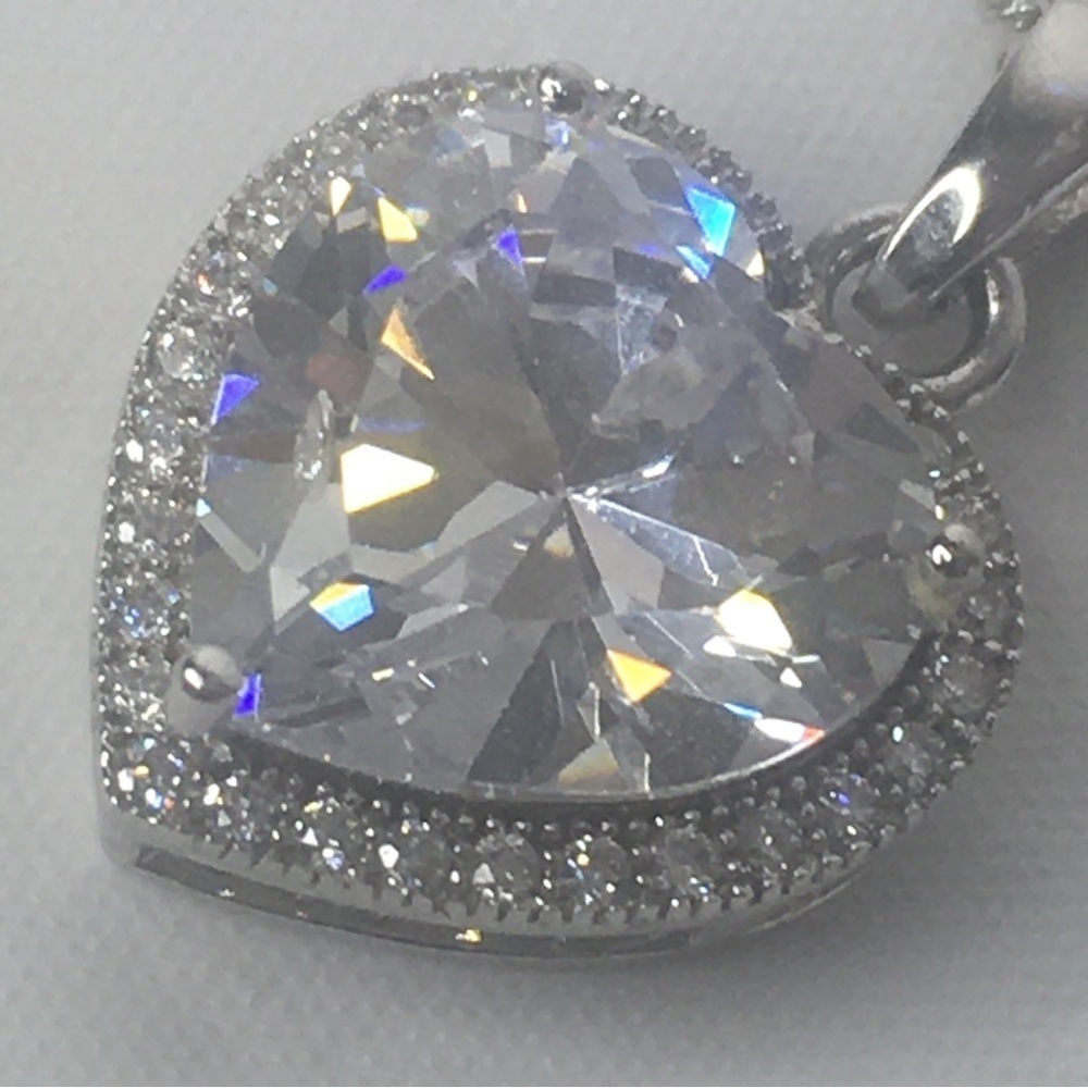 Ibb Cn Clear Cubic Zirconia Heart Pendant Chain Necklace